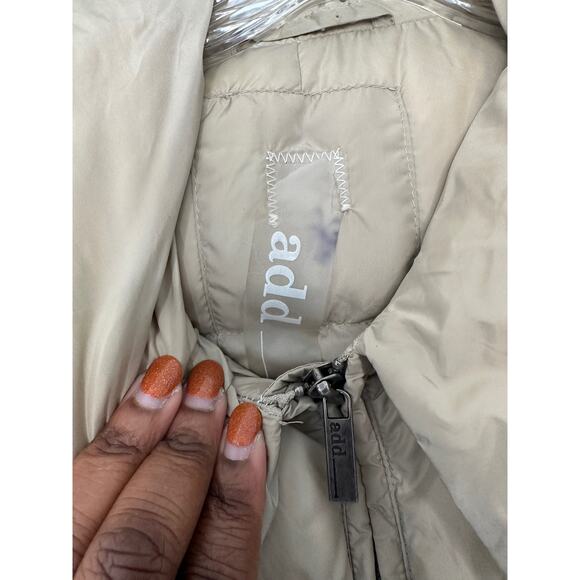 Add Down‎ Tan Basic Casual Long Outdoor Quilted Zip Up Puffer Coat Size 0 - Picture 8 of 13